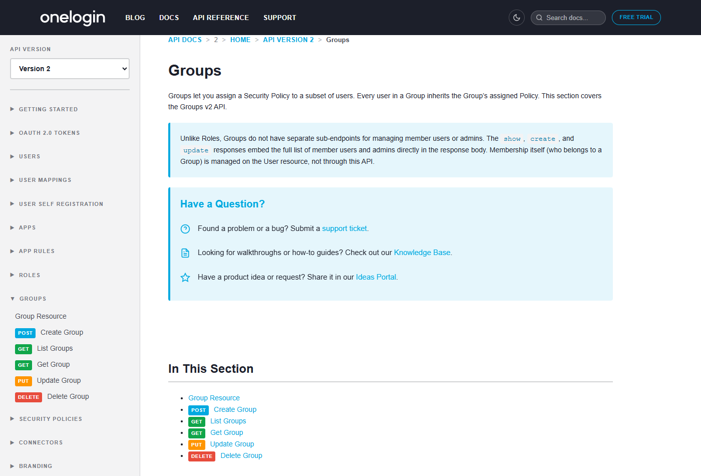 Groups v2 API reference page