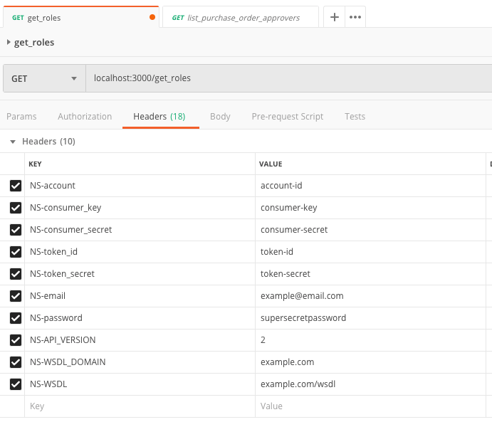 Postman UI for sending requests to Service endpoint