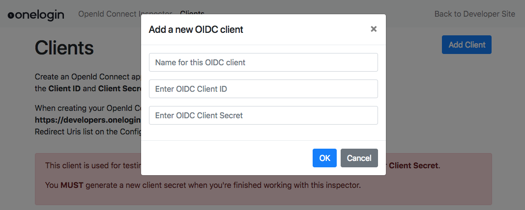Add a new OIDC client