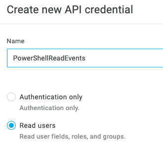 Create new API credential