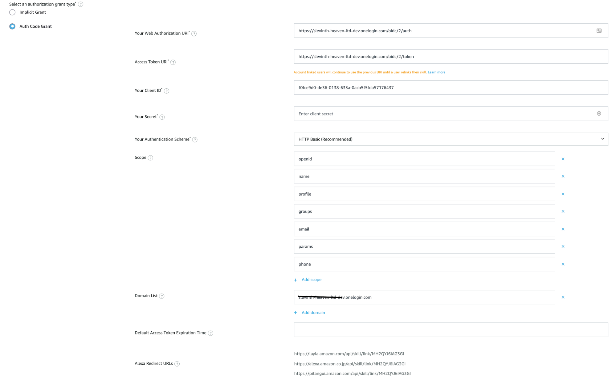 Authenticating Alexa Skills With OneLogin